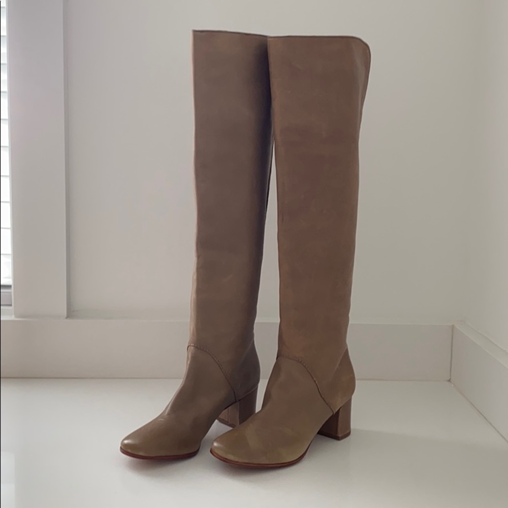 Anthropologie Tan Over The Knee Boots, NWOT